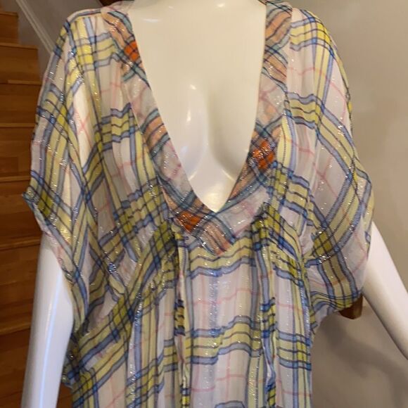 FREE PEOPLE NFC Lorie Sheer Plaid Kaftan - Picture 6 of 7